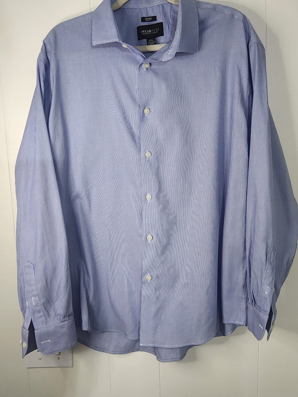 Kenneth Cole Sky Blue Fine Pinstripe Dress Shirt